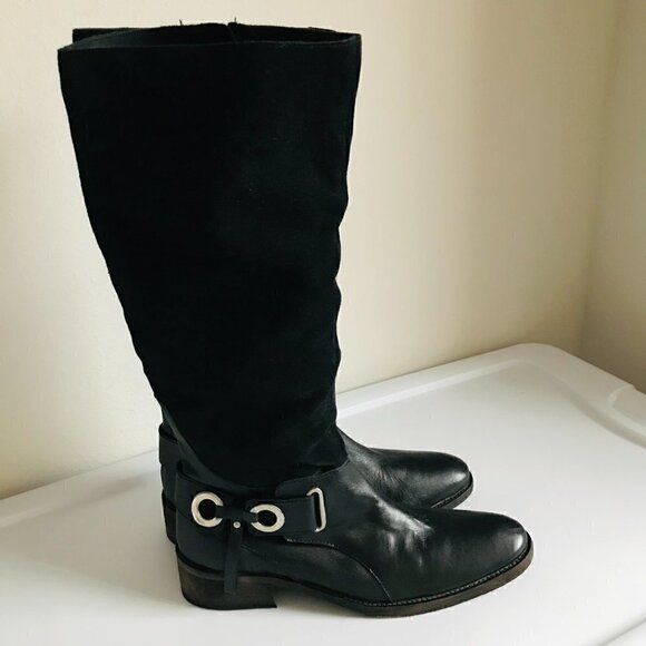 NWOB Bernardo B2 Suede Leather Buckle Knee Boots Size 10 EU 42 - Picture 2 of 7